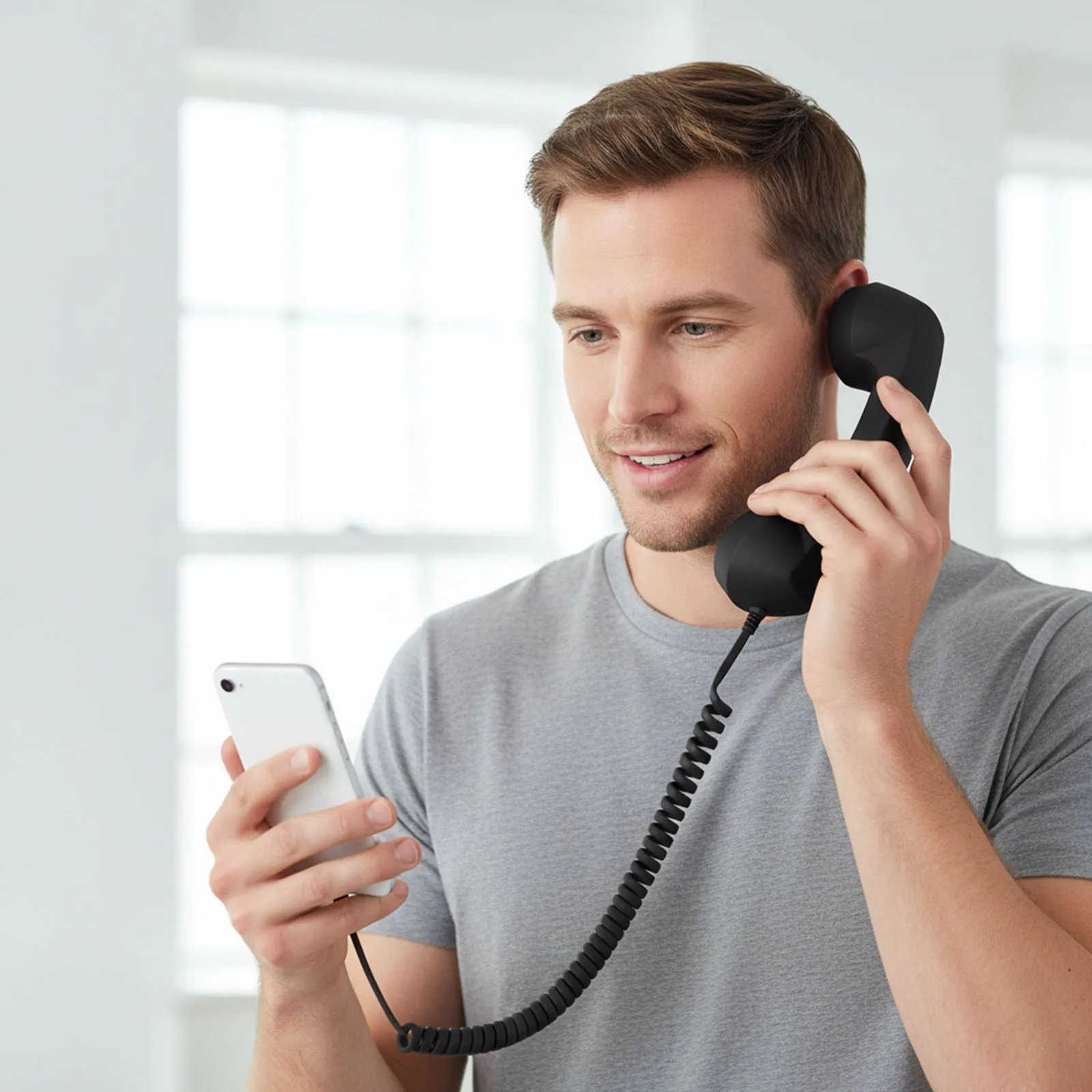 Ergonomic Vintage Wired Telephone Handset