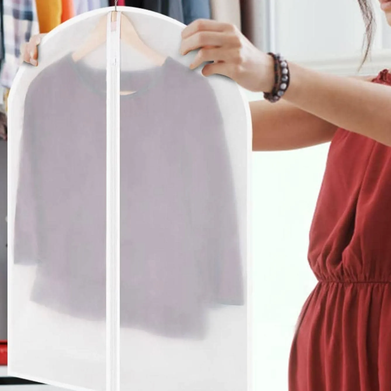Garment Bags for Hanging Storage Clothes Cover Breathable Protectors Coat Covers for Closet with Zipper Home Packing Organizer 2