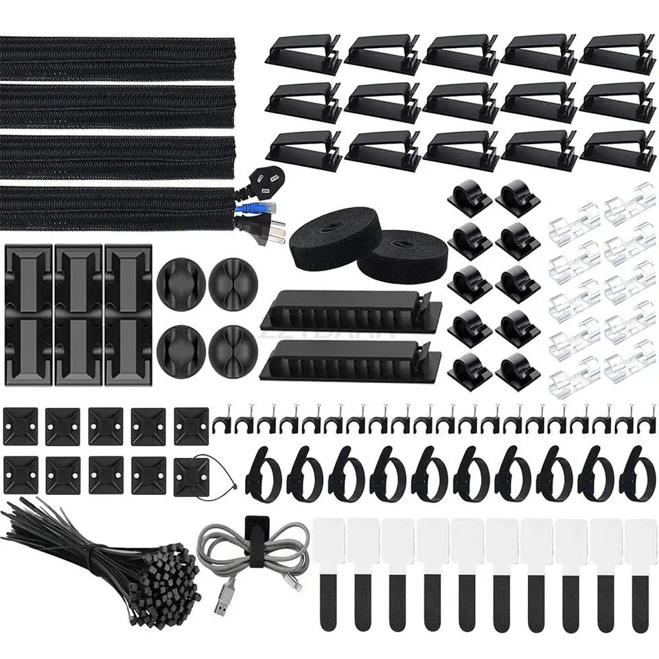 Kit Organizzazione Cavi Da 311 Pezzi – Manicotti, Clip Adesive, Fascette, Fermacavi – Per Casa E Ufficio