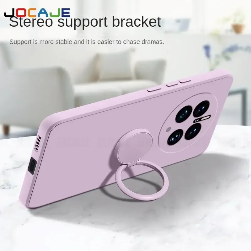 Liquid Silicone Ring Stand Phone Case with Lanyard Holder - Protective Cover
