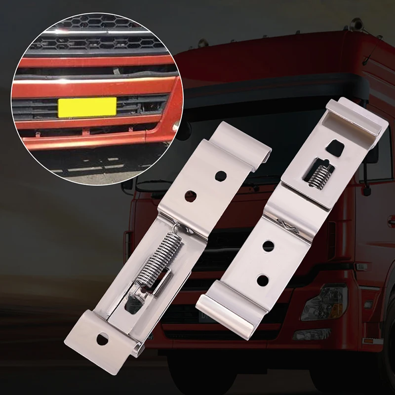 2PackRectangularCarLicensePlateSpringStainlessSteelHolder