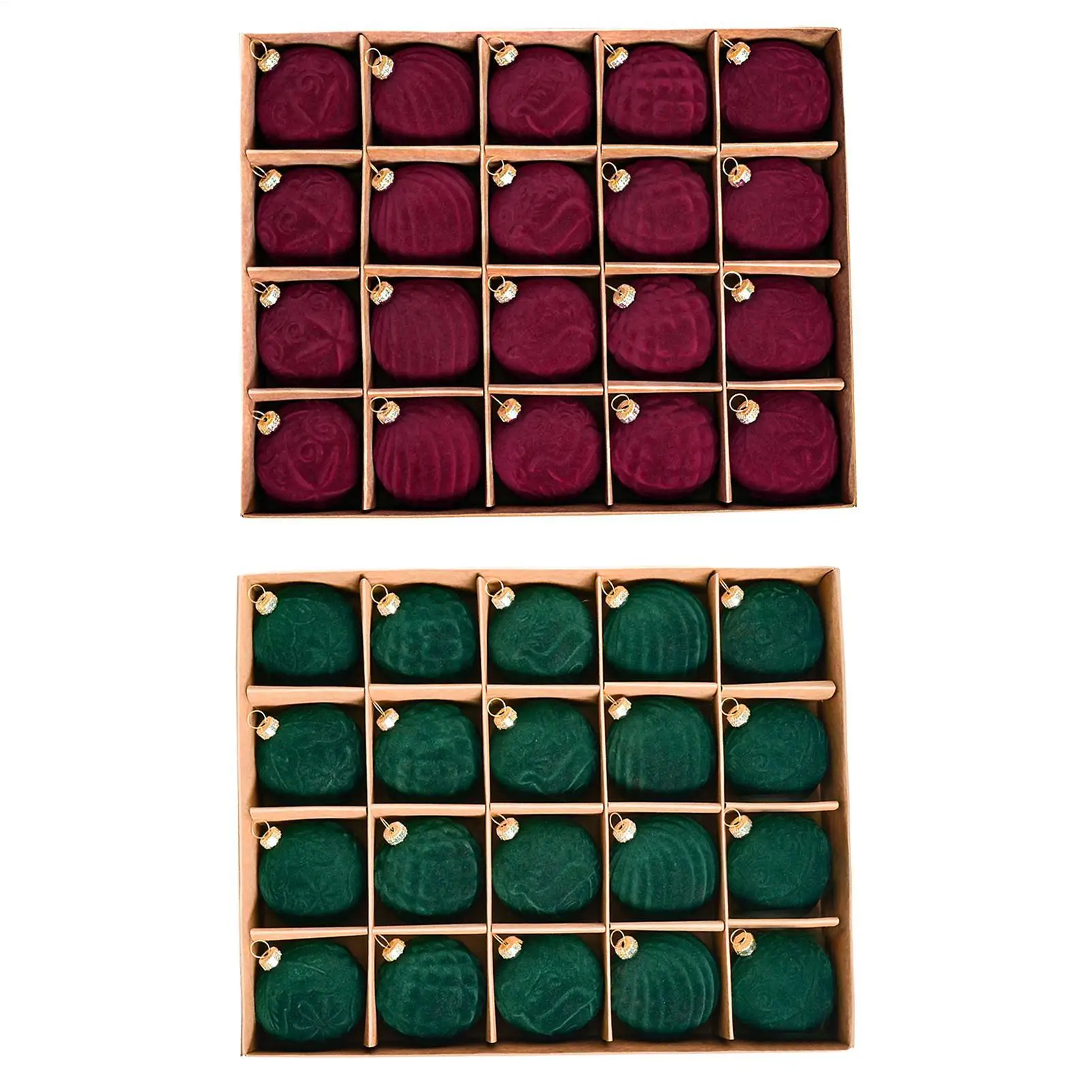 Velvet Christmas Balls 20pcs/box 6cm Flocked Tree Balls Pendant Ornaments Luxurious Design Decoration For Christmas Decoration