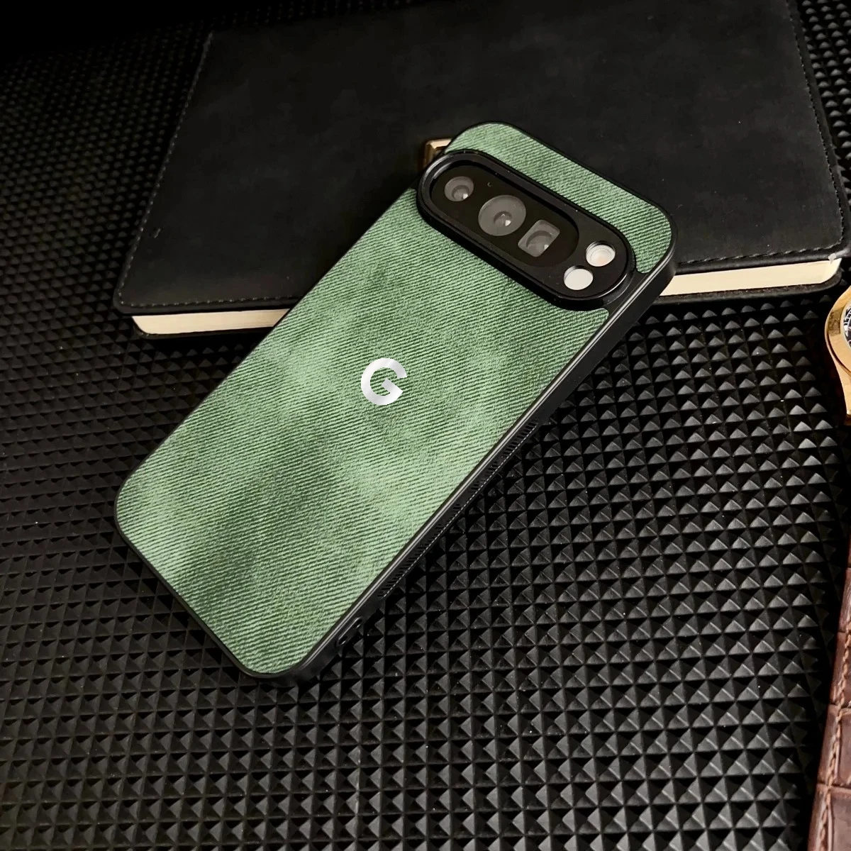 Vintage Denim Texture Magnetic Leather Case with Wireless Charging Compatibility
