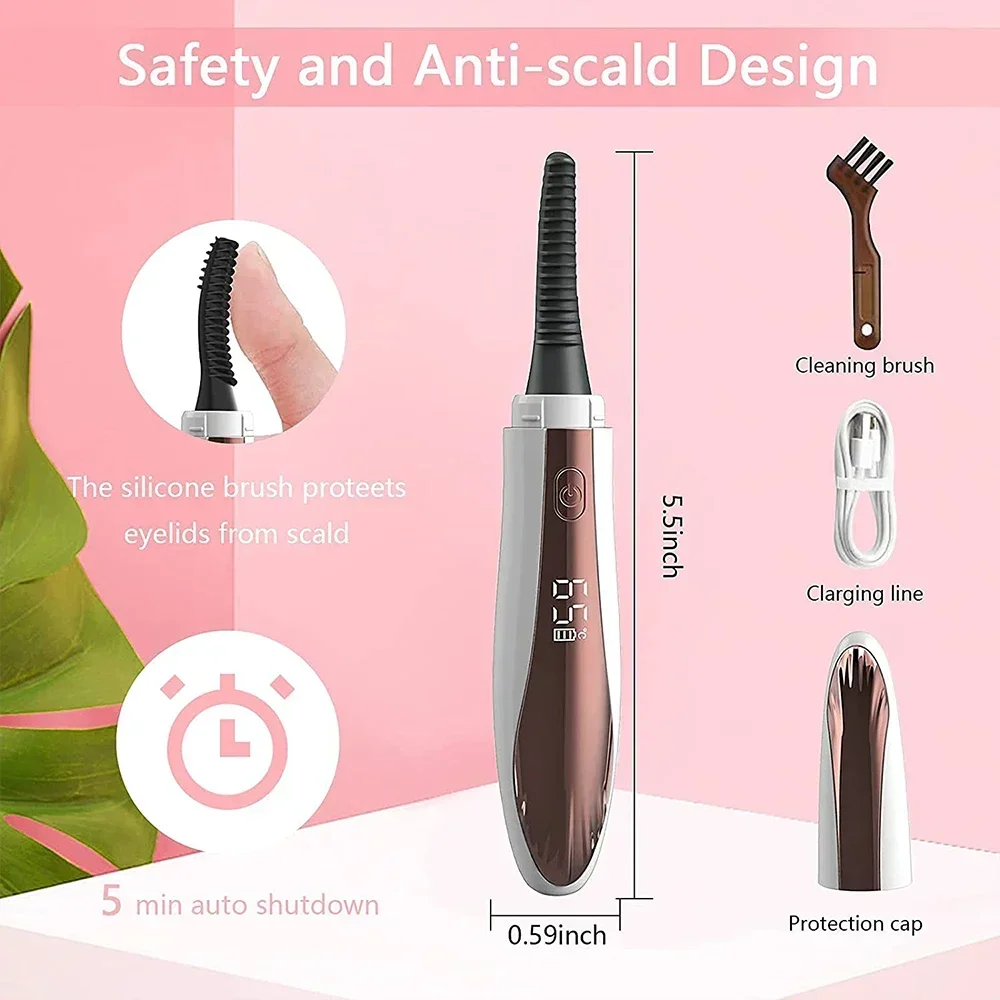 Electric Heated Eyelash Curler Rechargeable Makeup Eyelash Curler Curling Eyelashes Tools 24 Hours Long Lasting Eyelashes Curl K