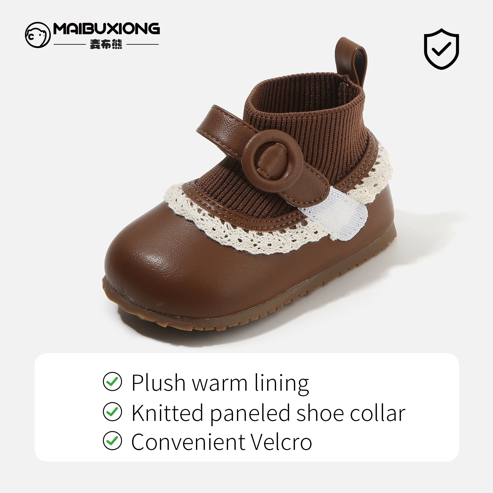 2025 New Winter Style Girls' Princess Toddler Walking Shoes Fleece-Lined Soft-Soled Anti-Slip Sock Boots Slip-On Clo