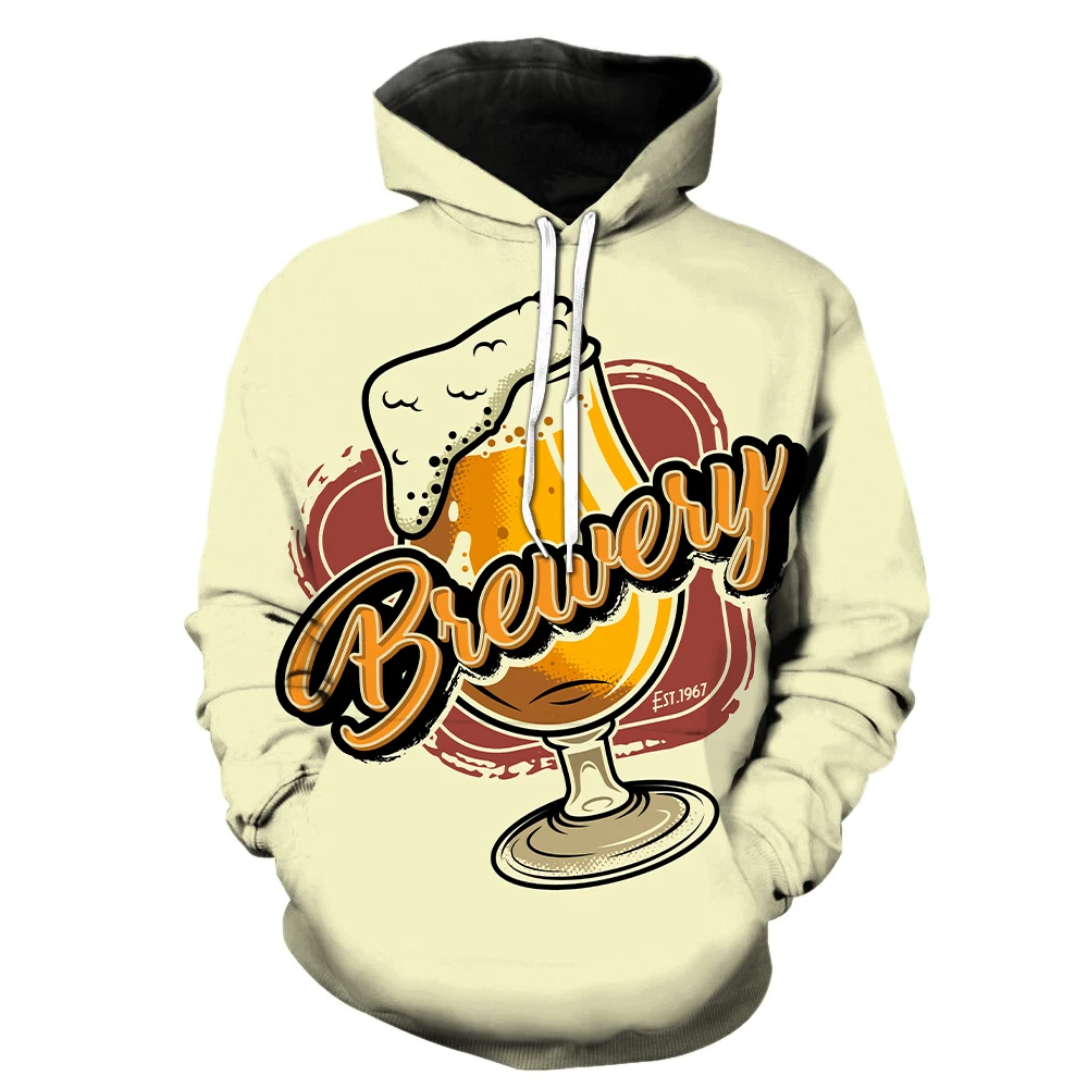 2023 European Style Beer Festival Men's Hoodies Hip Hop Pullover Long Sleeve Streetwear Cool Tops with Hood