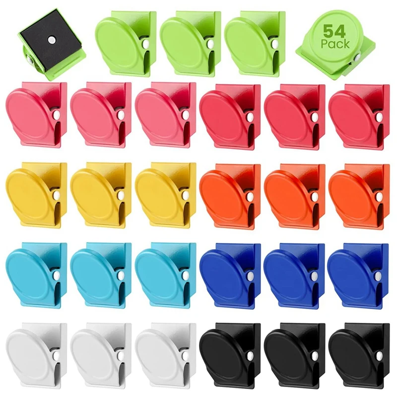 54-pcs-refrigerator-magnets-clips-metal-heavy-duty-magnetic-clips-whiteboard-magnet-clip-locker-magnets-clips-for-fridge