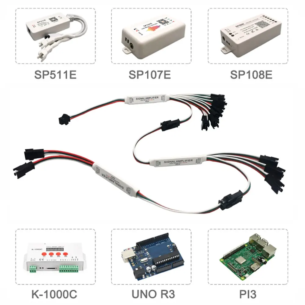 미니 TTL 신호 증폭기 LED 리피터, 주소 지정 가능 RGBIC 픽셀 스트립 조명 모듈, WS2812B WS2811 SK6812, 3 핀 1-4/8, 5-24V