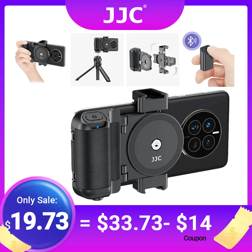 JJCPhoneCameraGripwithWirelessRemoteSmartphoneShutterGripHandlewithAdjustableClamp