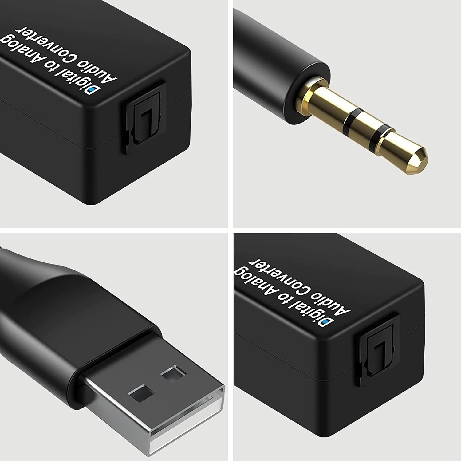 세련된 192Khz 디지털-아날로그 오디오 변환기, DAC 디지털 광학 Toslink-아날로그 3.5Mm 잭 오디오 케이블 어댑터