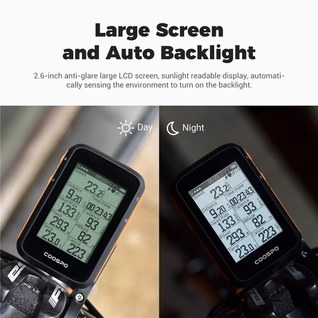 COOSPO BC200 Wireless Bicycle Computer GPS Bike Speedometer Cycling Odometer 2.6in Bluetooth5.0 ANT+ APP Sync Slope Altitude 5