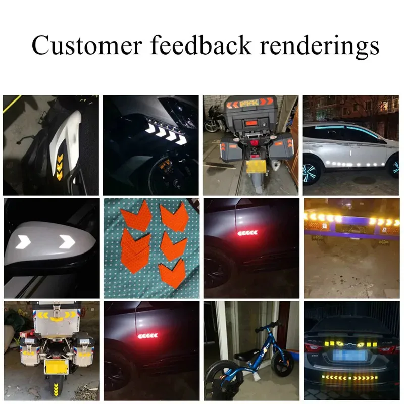 12-48Pcs 반사 화살표 기호 테이프 경고 안전 스티커 자동차 범퍼 트렁크 반사경 위험 테이프 오토바이 액세서리