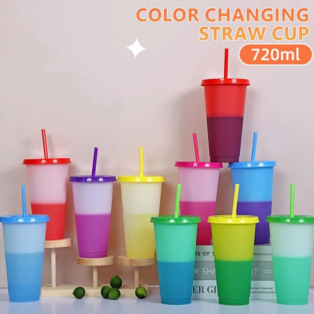 Color Changing Reusable Cups With Lids And Straws - Perfect For