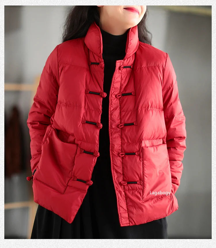 S79a29e7a10a24ab5ab63e8d17737bc8bD New Winter Warm White Duck Down Coat Women Vintage Slim Short Jacket Autumn Female Embroidery Casual Basic Parkas Mallzona