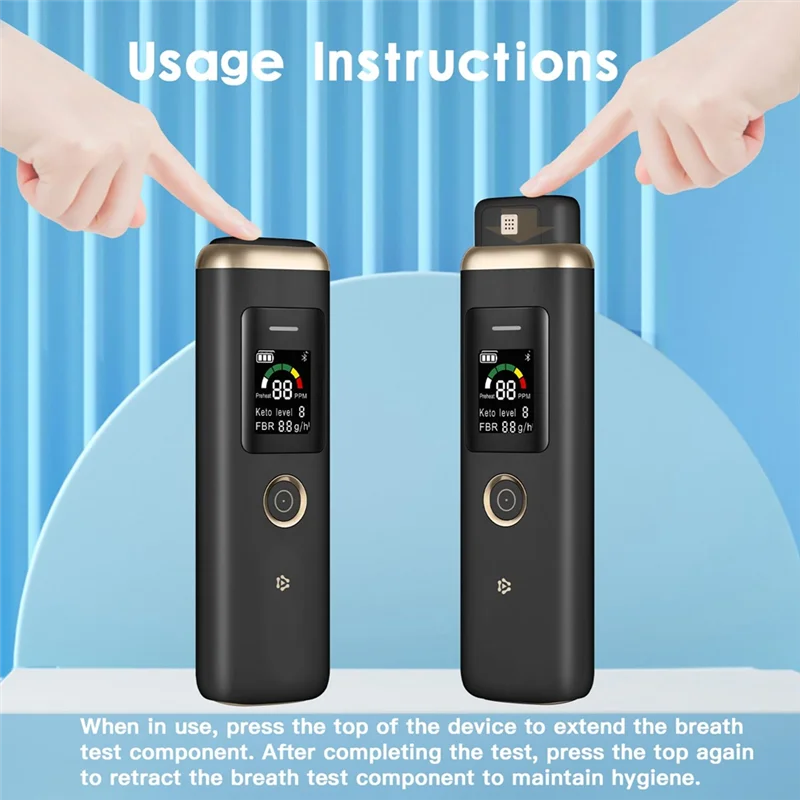 A89X Professional Ketone Breath Analyzer Ketone Breath Meter for Tracking Your Ketones Black
