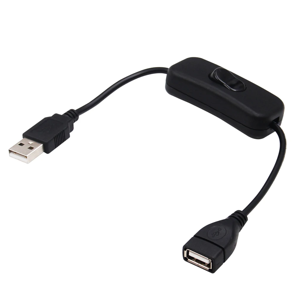28cm USB Switch Extension Cable Support Data Transmit and Power Supply with On/Off Power Switch for LED Strips, USB Devices