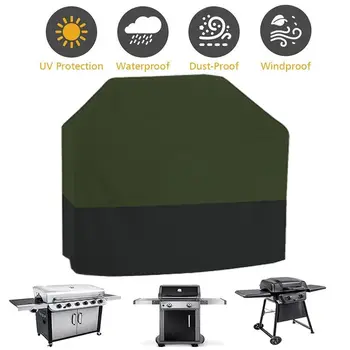 BBQ Cover 210D Outdoor Dust Waterproof Heavy Duty Grill Cover Rain Protective Cover Barbecue Black Green BBQ Grill Rack Cover