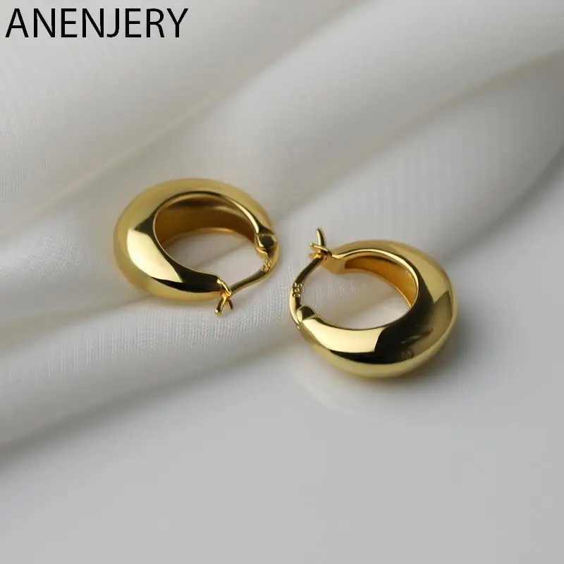 ANENJERY-pendientes de aro gruesos geométricos para mujer, joyería Punk para oreja, venta al por mayor