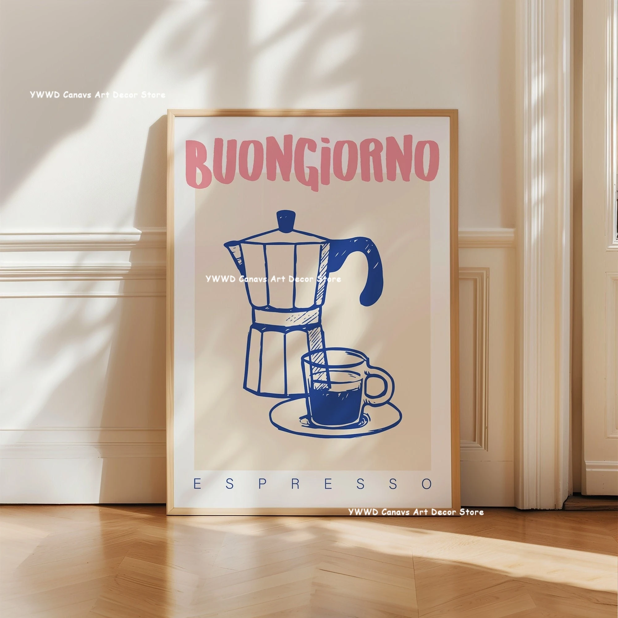 Bon Appetit Typesetting Kitchen Canvas Printing Moka Pot Espresso Art Poster for Modern Living Room Dining Room Home Decor Gift