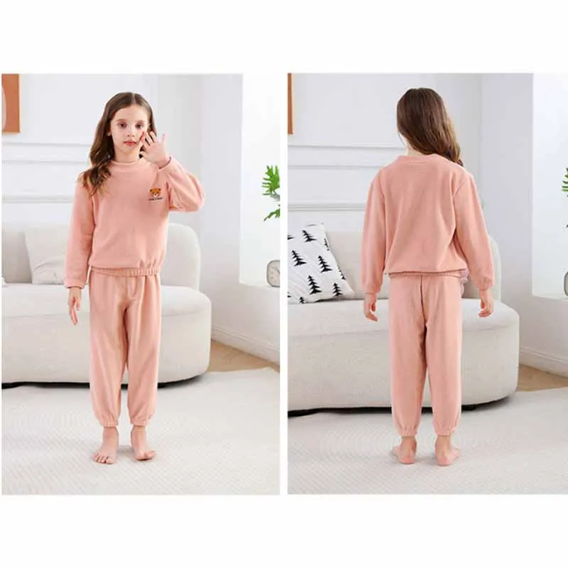Winter kinder Fleece Sets Jungen Verdickt Anzug Mädchen Cartoon Warme Pyjama Hosen 2Pcs Herbst Kinder Casual Lange ärmeln Outfit – Detail 13
