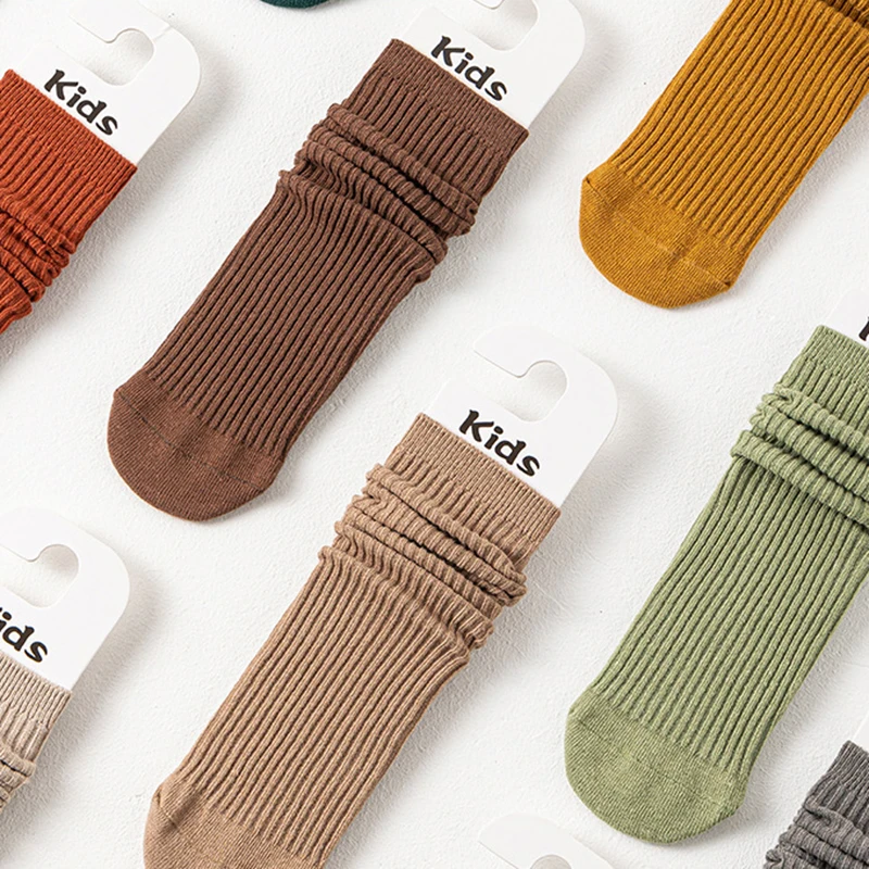 Autumn Winter Children Elasticity Knee High Long Floor School Socks for Baby Girls Boys Ribbed Korean Candy Striped Stockings