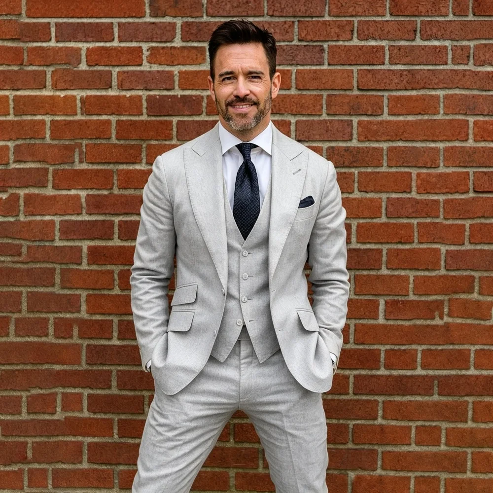 Costume homme en lin 3 pièces sur mesure