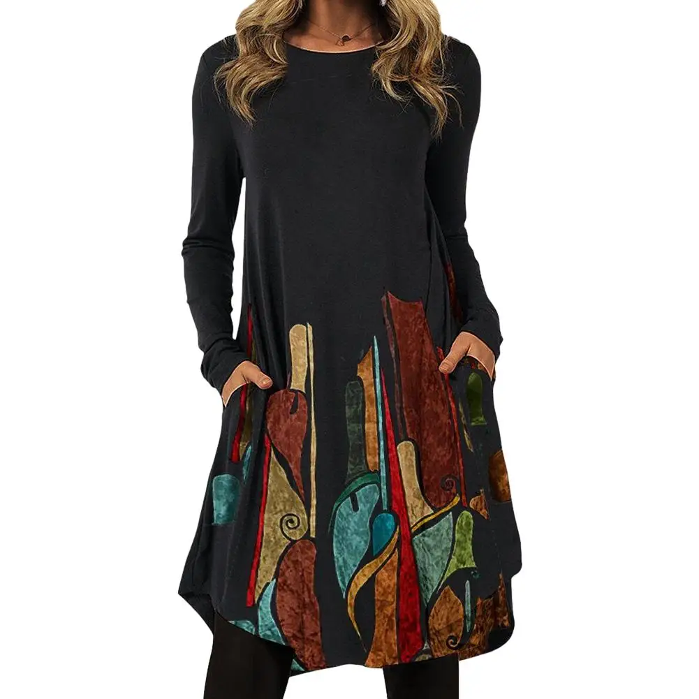 

Spring Clothing Women Dress Autumn Winter Bohemian Dress Breathable Casual Ethnic Fashion Lazy Style Long Sleeve
