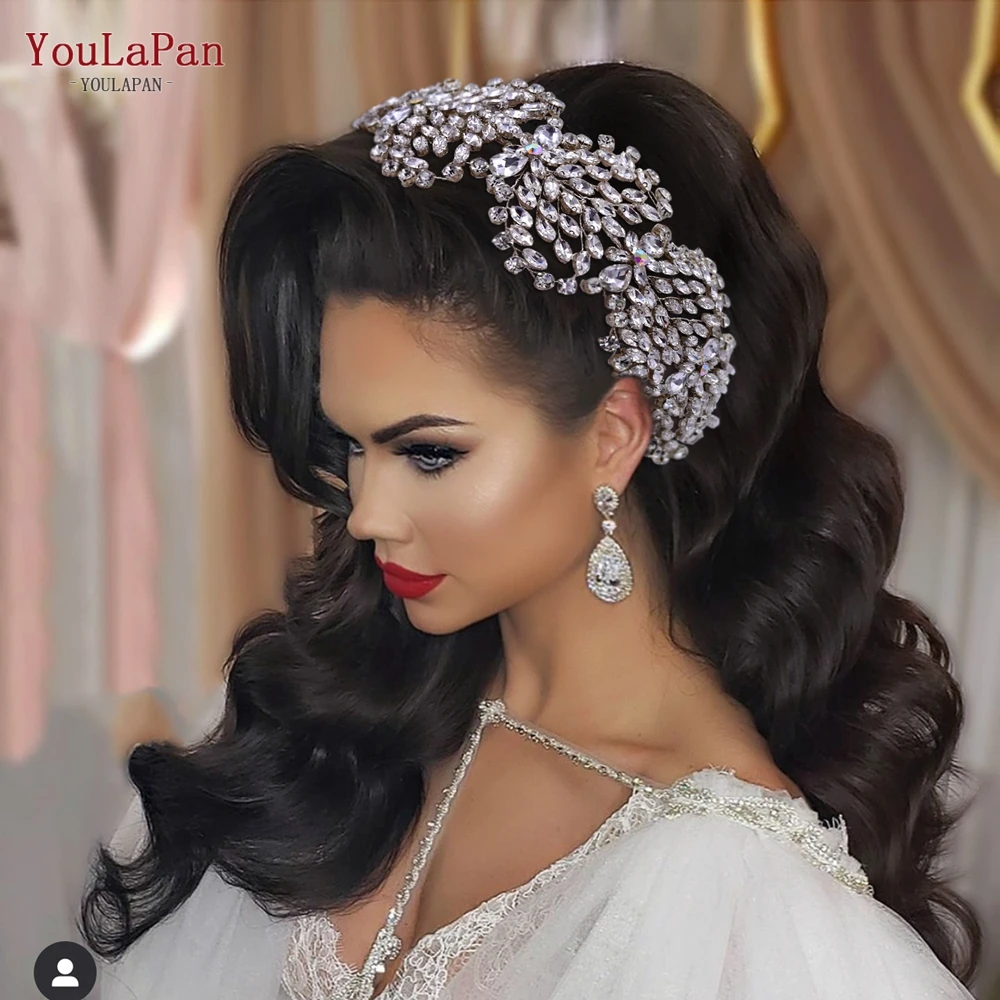 

YouLaPan Fashion Bridal Headband Rhinestone Princess Tiara Wedding Hair Accessories Bride Hair Ornaments Pageant Headdress HP437