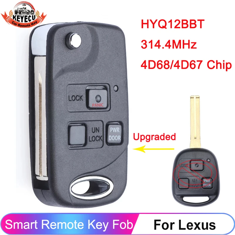 

KEYECU Folding Flip Remote Key Fob 3 Button 4D67 / 4D68 Chip For Lexus EX330 RX330 2004 2005 2006 2007 RX400h FCC: HYQ12BBT