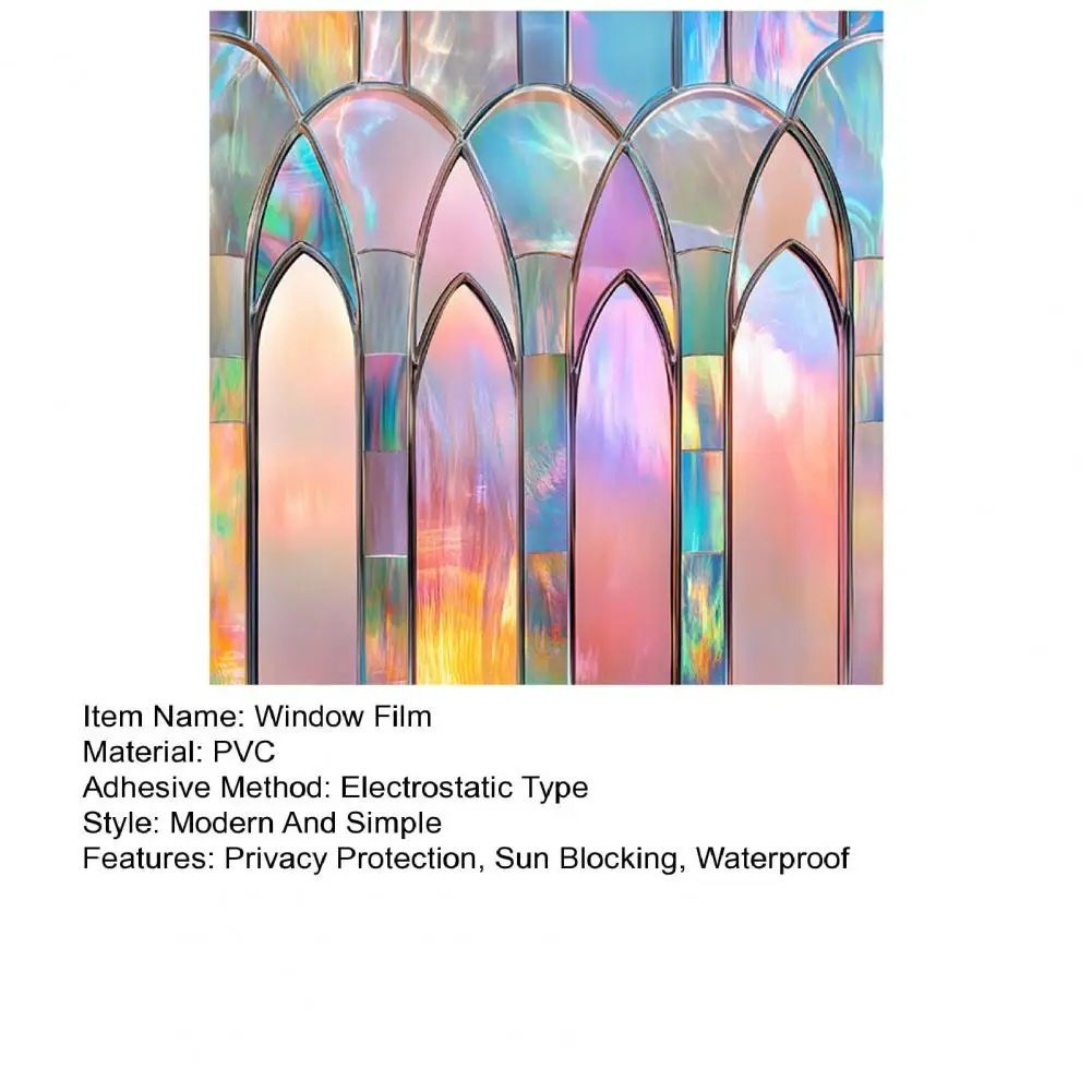 50*50cm Window Film Stained Glass Static Window Film Privacy Protection Sun Blocking Glass PVC Home Office Covering window stickers