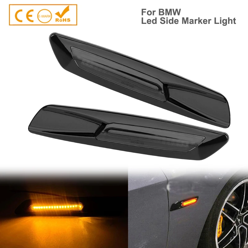 

Dynamic Amber LED Side Marker Lights Turn Signal Lamp Fit BMW F10 Style For BMW 1 3 5 Series E90 E91 E92 F30 E93 E46 E60 E61