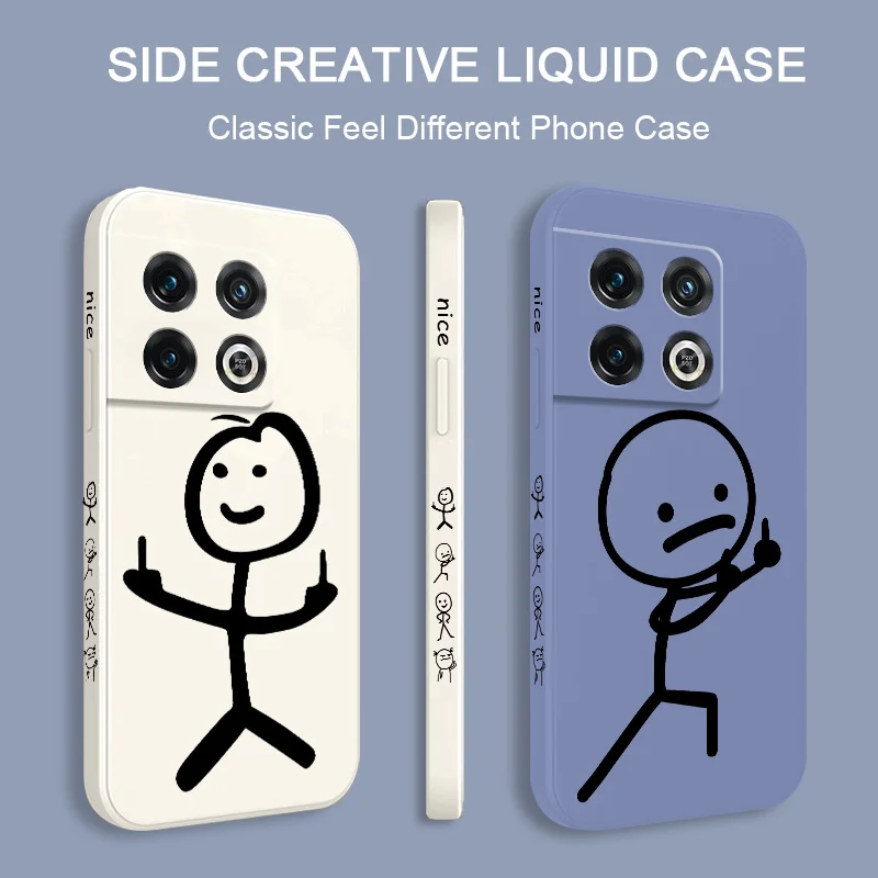Chic Cartoon Line Art Liquid Silicone Phone Case