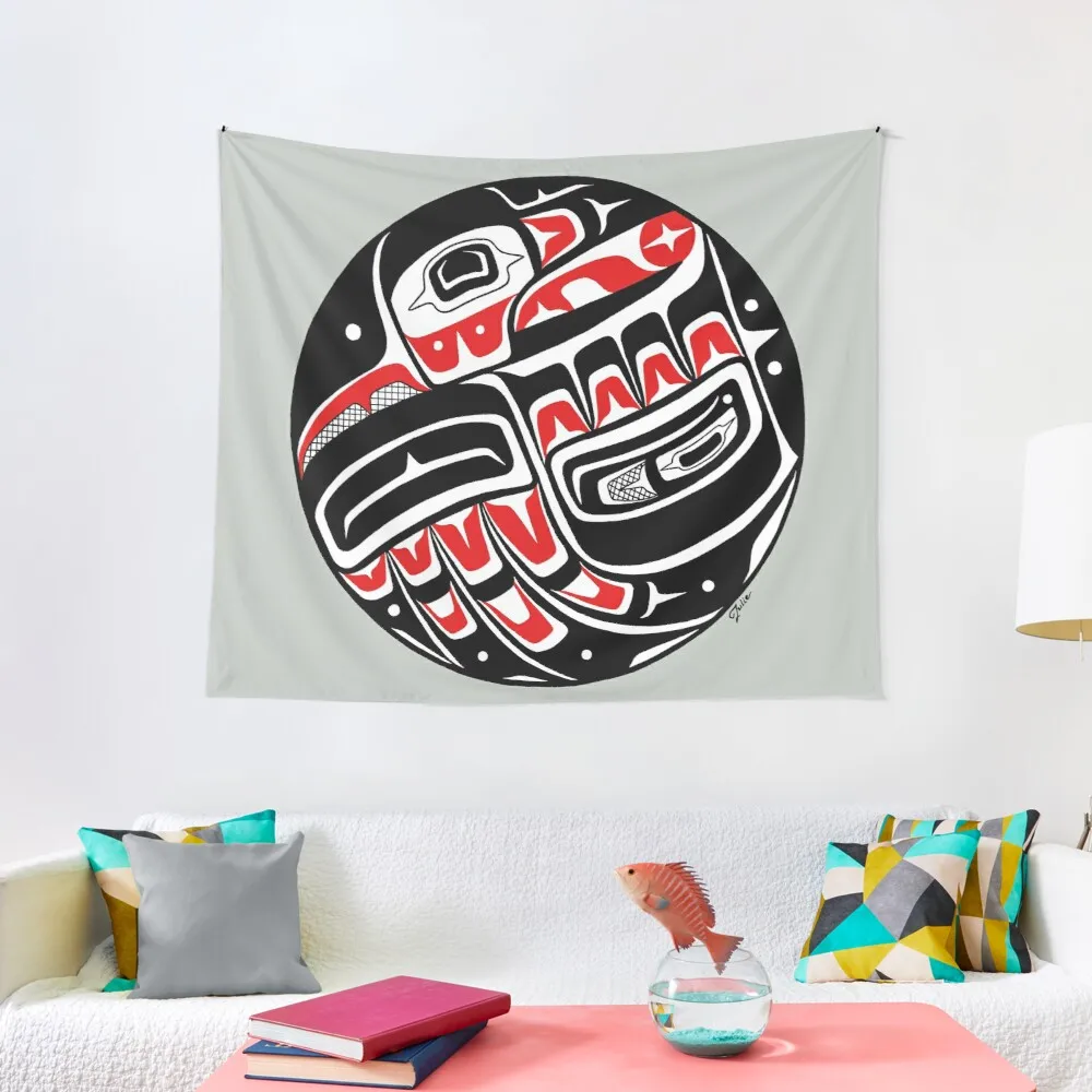 

Raven Steals The Sun - PNW style Tapestry Christmas Tapestries Decorative Blankets