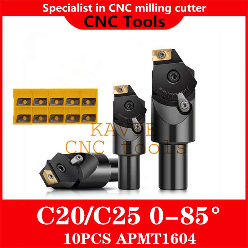 Adjustable universal chamfer cutter straight shank C20/C25 multifunctional milling cutter APMT1604 insert holder 0-85 degree chamfer cutter