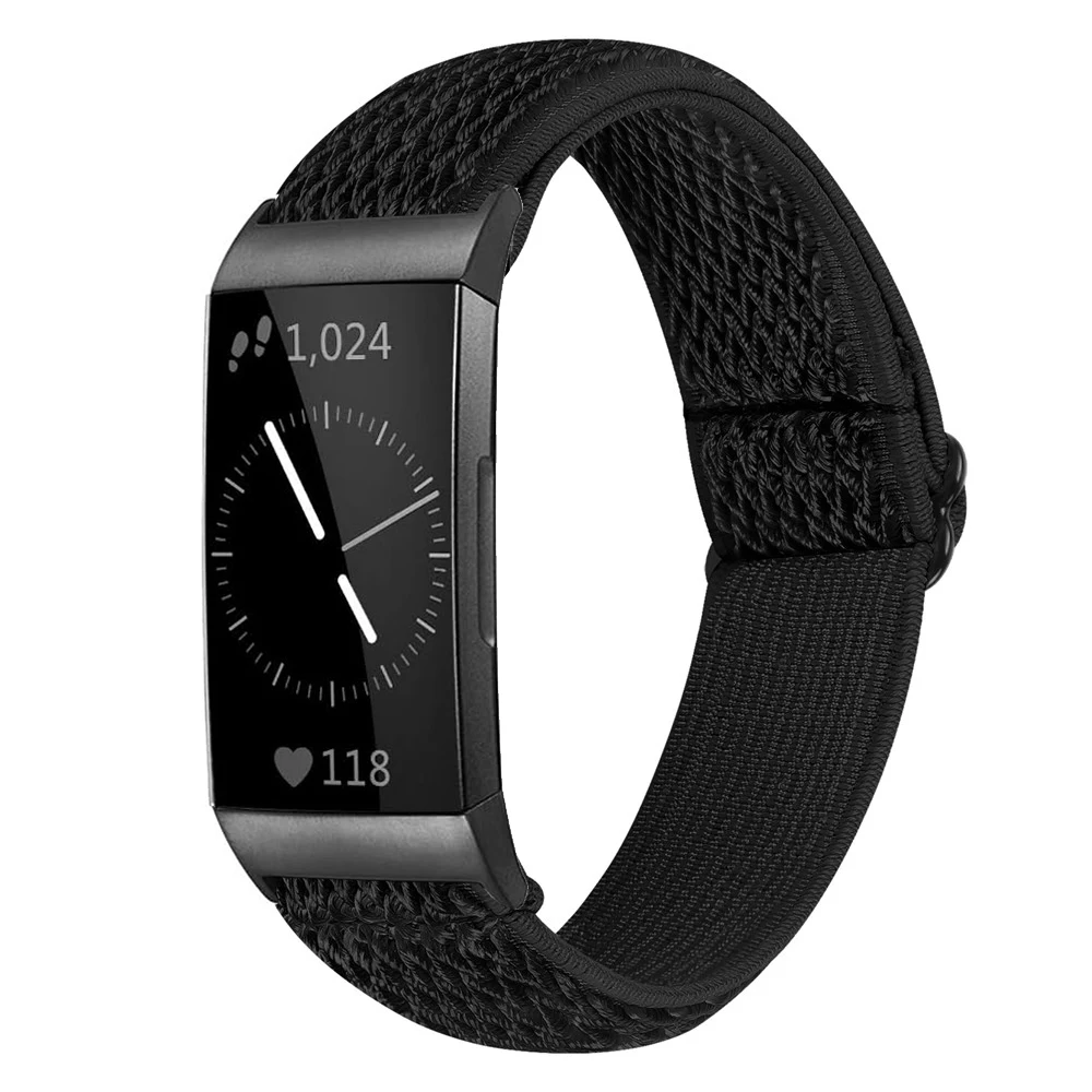 Fitbit Charge 4 3 용 새 나일론 탄성 팔찌 밴드 루프 Fitbit Charge 3 4 se 용 짠 스포츠 시계 손목 스트랩