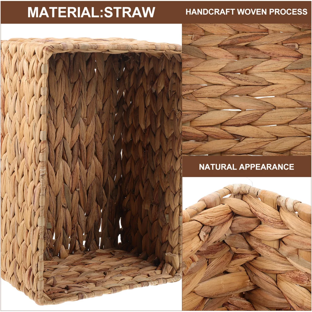 Large Storage Rattan Kitchen Fruit Bowls Mushroom Rattan Laundry Plant Wicker Baskets Flower Bin Desk Rectangle Travel 15in 6