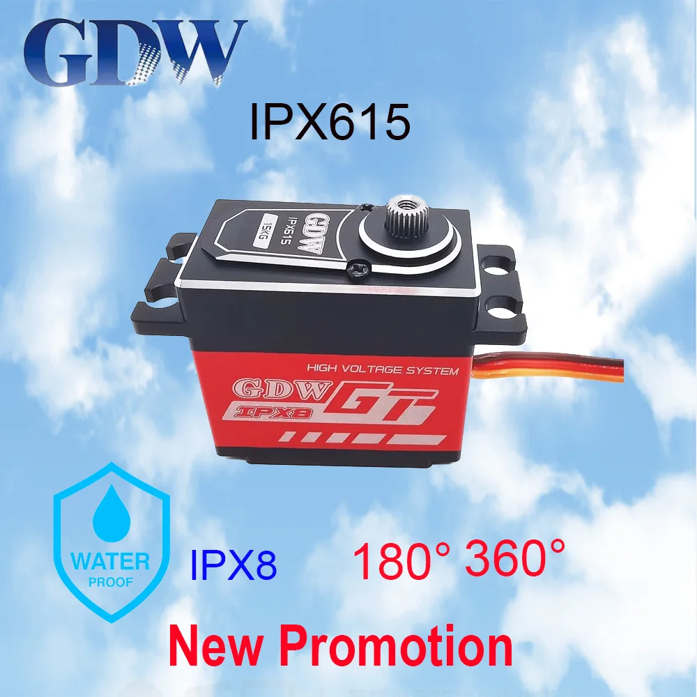 

GDW сервопривод IPX615 180 °/270 °/360 ° 20 кг Водонепроницаемый Стандартный цифровой двигатель постоянного тока IPX8 с высоким крутящим моментом для радиоуправляемого автомобиля-робота 1/8 1/10