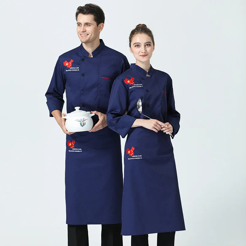 

Униформа шеф-повара C554, унисекс, куртка для шеф-повара, рабочая одежда для ресторана, шеф-повара с длинным рукавом, куртка для официанта, пальто для официантки