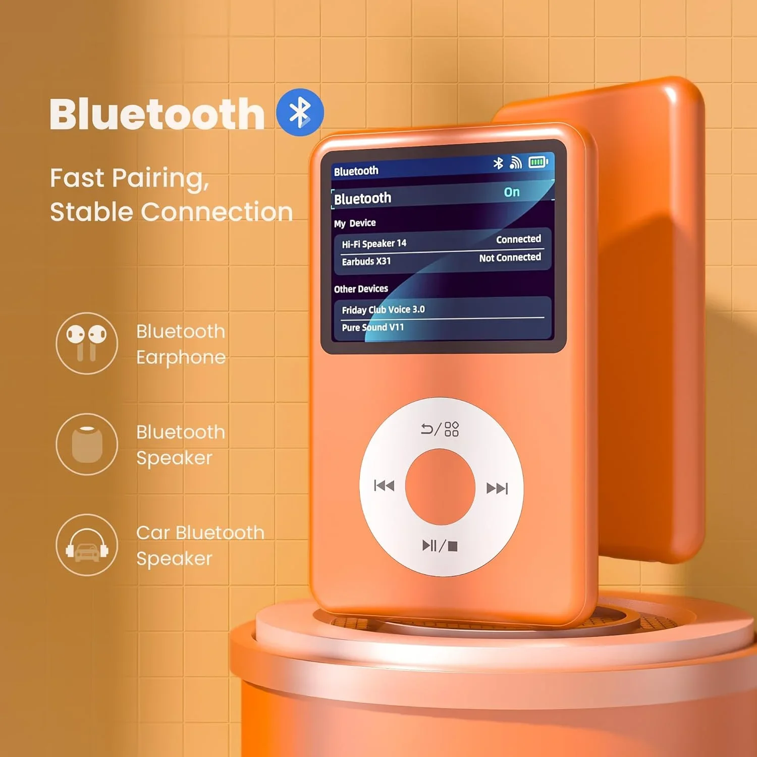 INNIOASIS 128GB Mp3 プレーヤー Bluetooth、ビデオ付きポータブル音楽