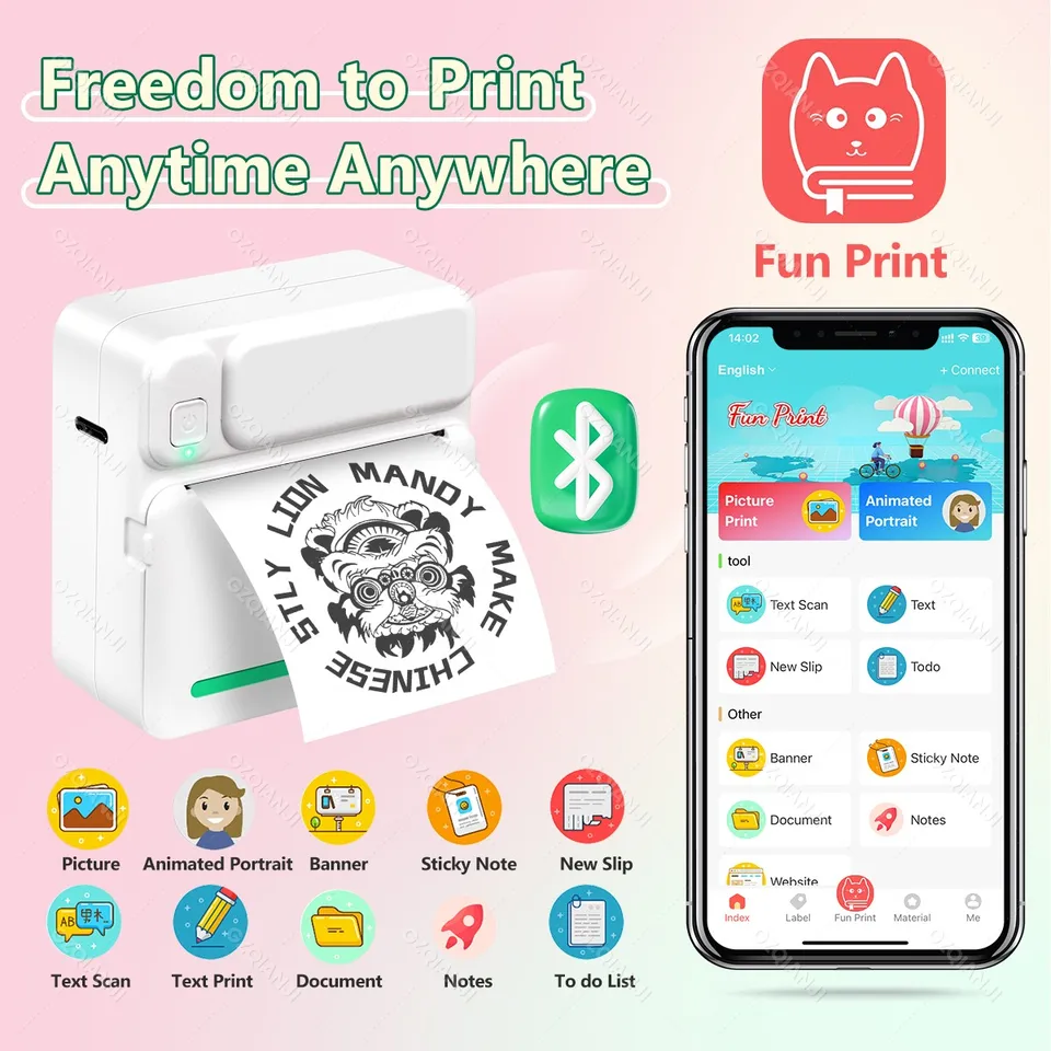 Mini Stampante Per Adesivi, Stampante Termica Portatile, Stampante - Foto 7