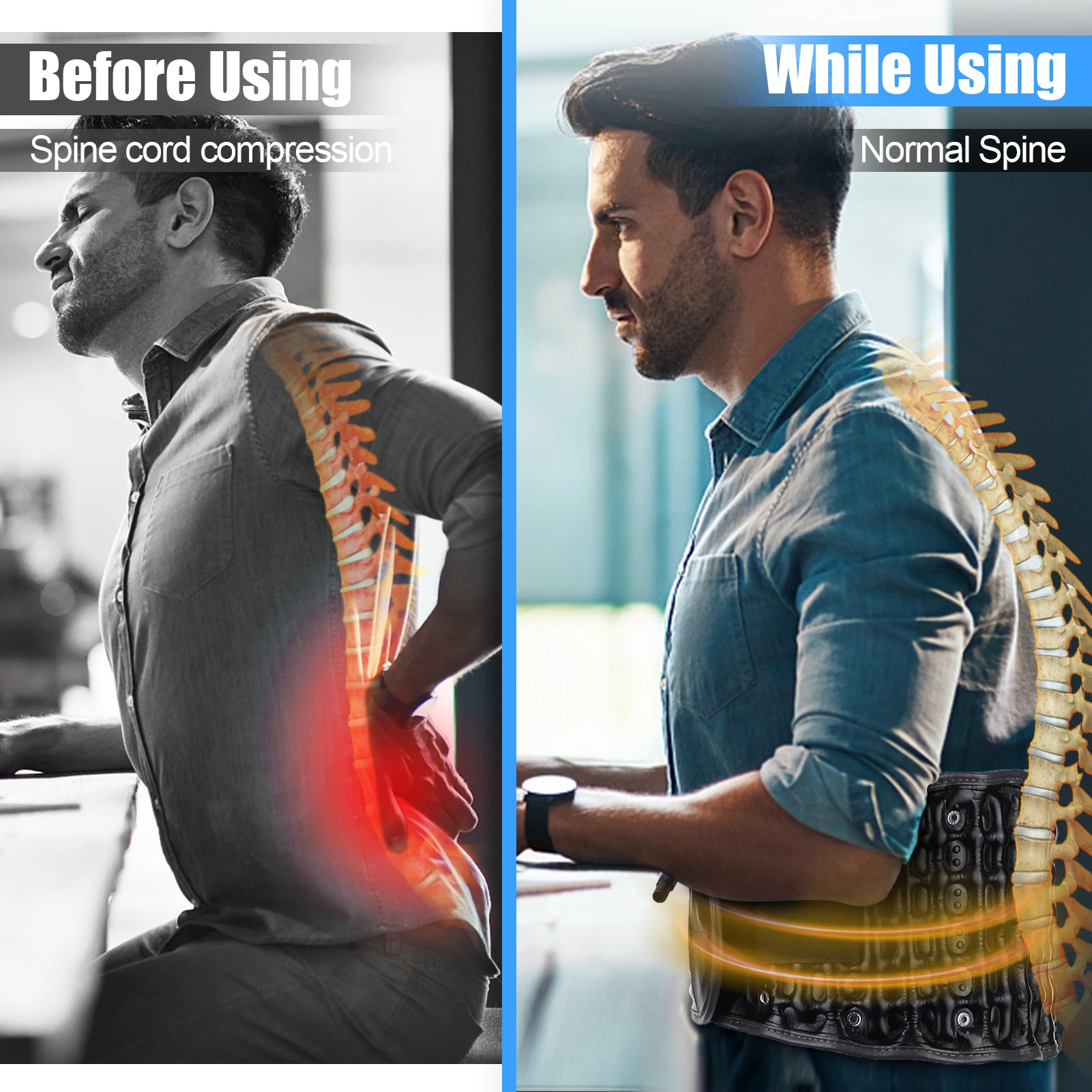 Inflatable Waist Belt Massager Adjustable Decompression Back Belt Lumbar Support Waist Air Traction Brace Waist Massage Belts