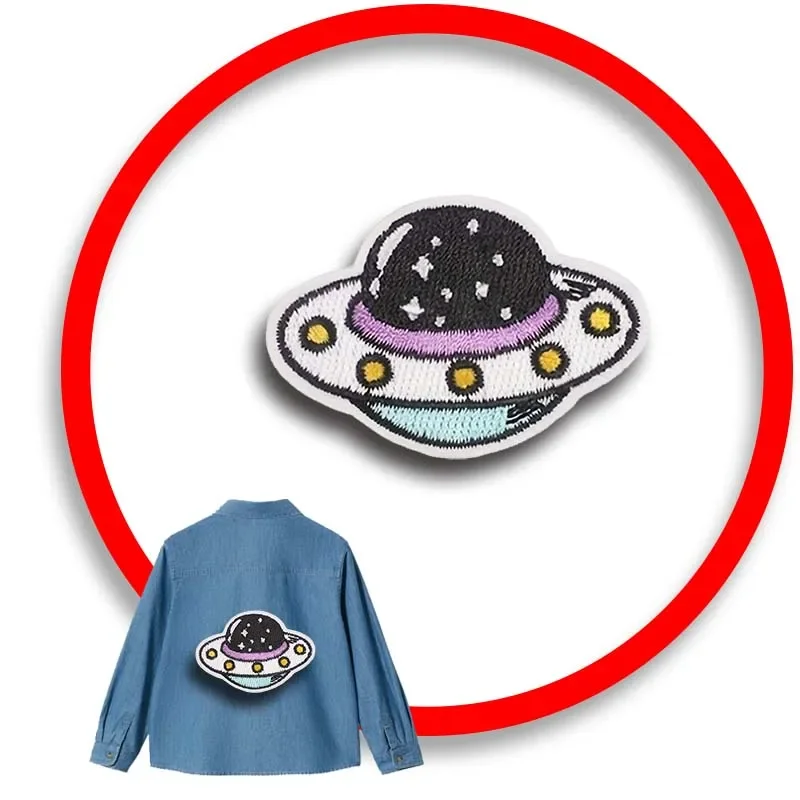 

1Pcs Patch Stickers Iron On Patches for Clothing Sewing Astronaut Space Embroidery Fusible Applique Badge Bag Decoration Stripes