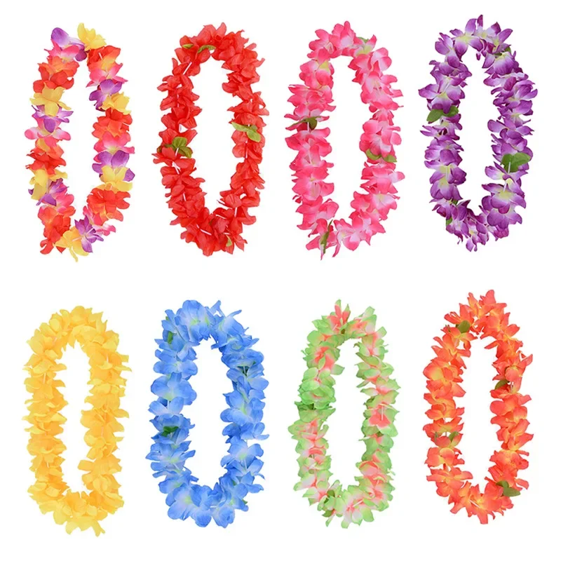 Collana Hawaiana Fiori Bianchi E Blu - 30 Fiori Per Feste E Carnevale - Foto 8