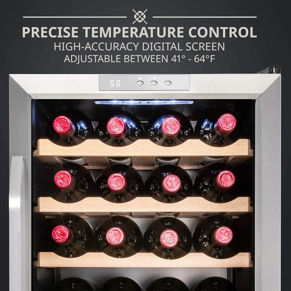 New 28 Bottle Compressor Wine Cooler Refrigerator W/Lock，41f-64f Digital Temperature Control Fridge