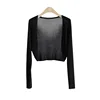 Sun Protection Knit Cardigan Women's Thin Coat Ice Silk Outerwear Cover-up Shawl Air Conditioning Shirt Summer 5