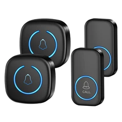 EZHEN Smart Wireless Doorbell with Customizable Ringtones and Silent Mode - UK Plug (2 Button 2 Receiver)