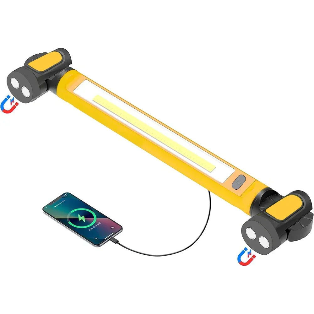 1000W LED 5200mah Magnetic Work Light Rechargeable Underhood Work Light with Hooks&Rotating Magnetic For Car Repairing Emergency