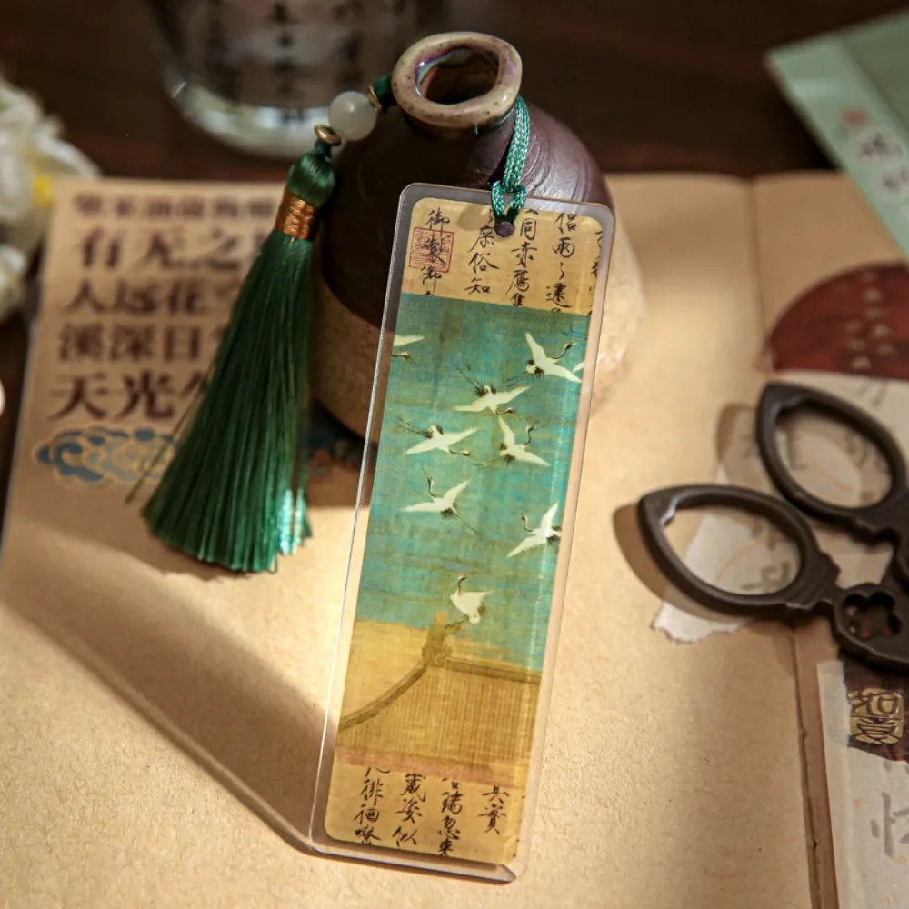 

Chinese Style Painting Bookmark Decorative Pendant Acrylic Book Clip Traditional Poetry Student Stationery Pagination Mark