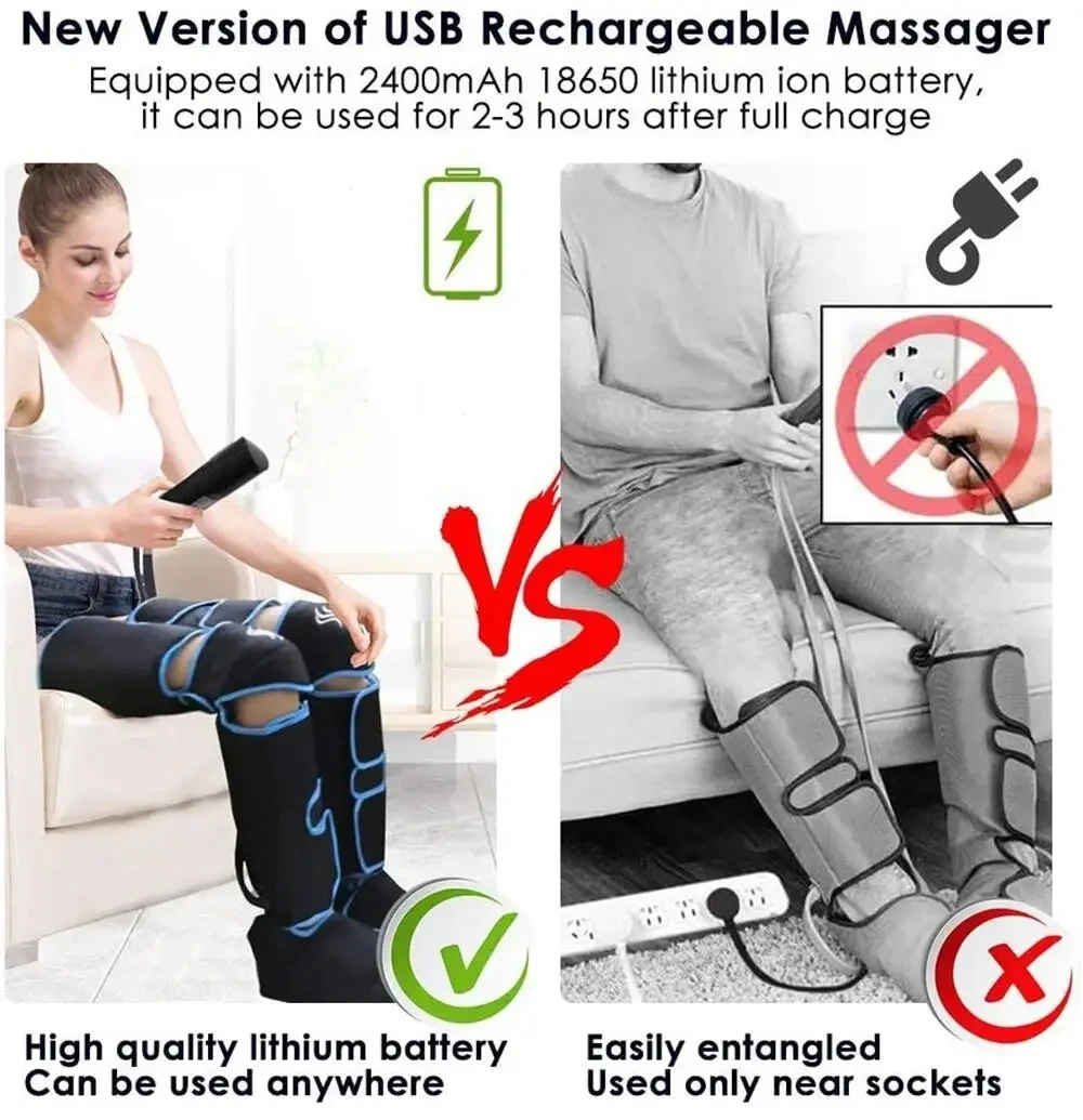 6 modalità Ai Compressione Affaticamento del piede Riscaldamento Rilascio Alleviare Ricaricabile Massaggio Recupero Stivale Linfa Muscolo Gamba_voghion.com