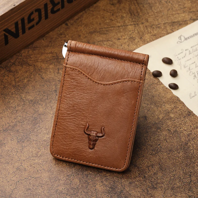 RFID Minimalist Wallet for Men Front Pocket Slim Credit Card Holder Real Leather